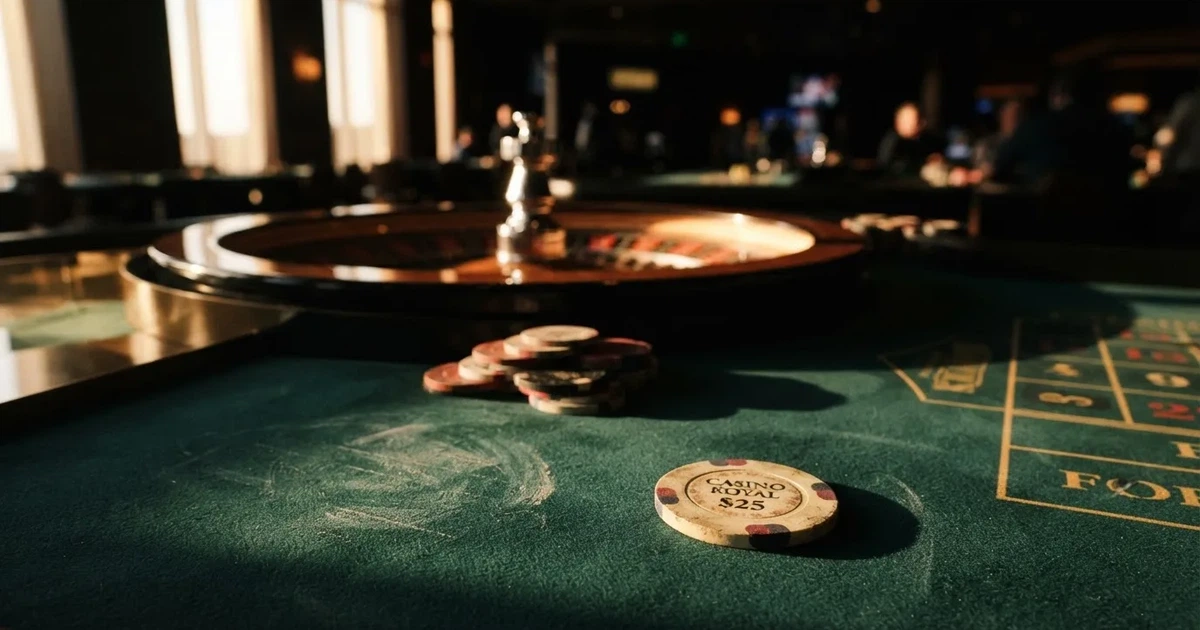 Roda de roleta e fichas sobre feltro verde, sob uma luz quente de fim de tarde — casino apostas em portugal