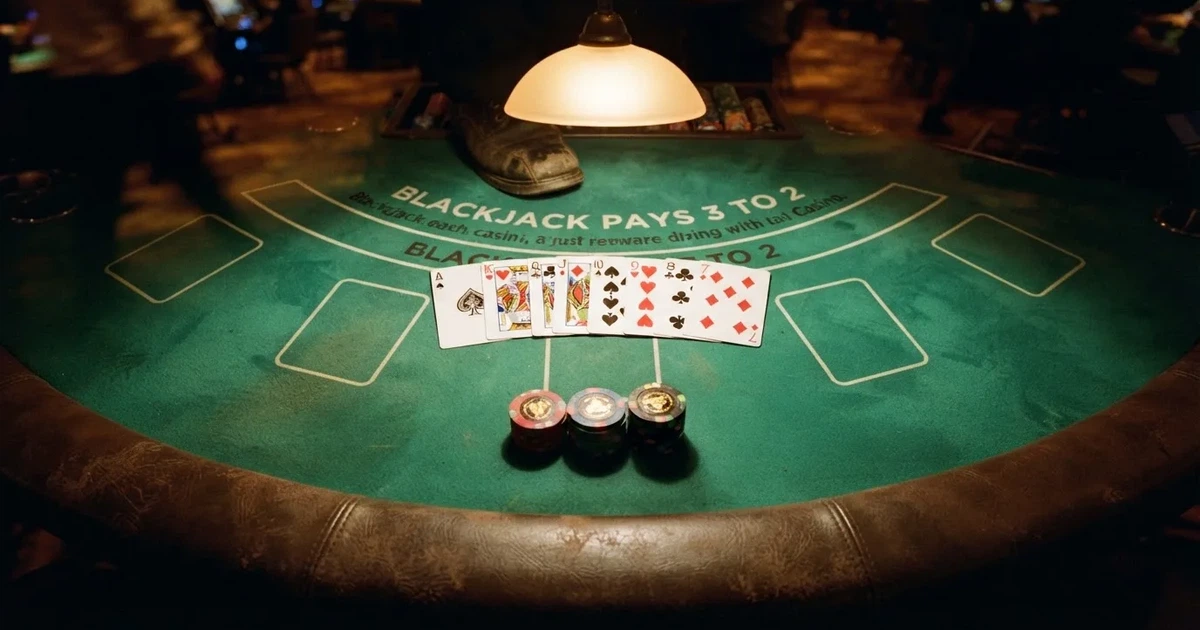 Mesa de jogo iluminada com cartas, vista de cima — casino com bingo em portugal