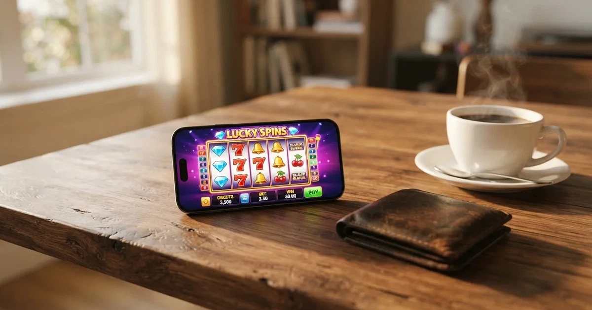 Telemóvel numa mesa de madeira ao lado de uma carteira e de uma chávena de café — casino com levantamento pt